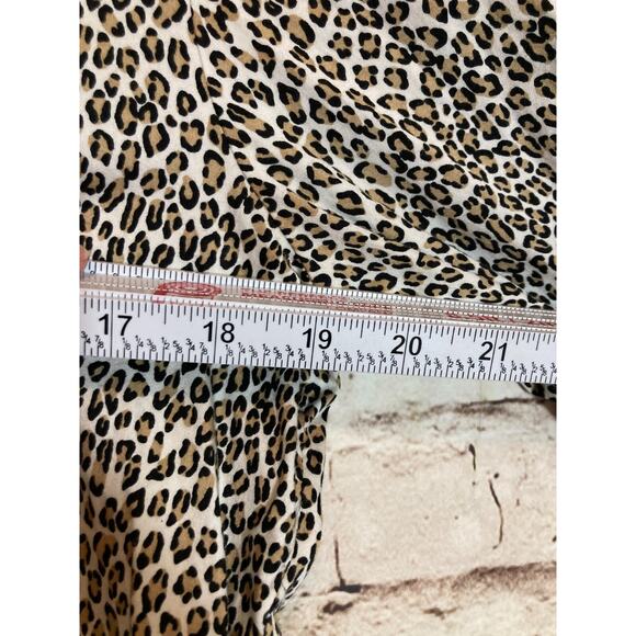 Talbots Top Womens 14 Petite Cheetah Leopard Button Up Cotton Stretch Career - Picture 7 of 12